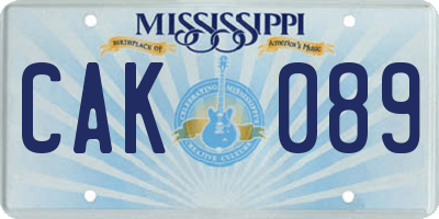 MS license plate CAK089