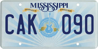 MS license plate CAK090