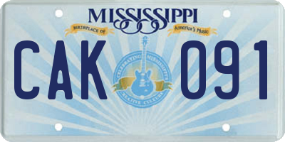 MS license plate CAK091