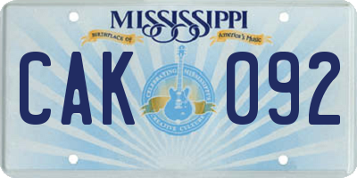 MS license plate CAK092