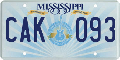 MS license plate CAK093
