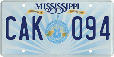 MS license plate CAK094