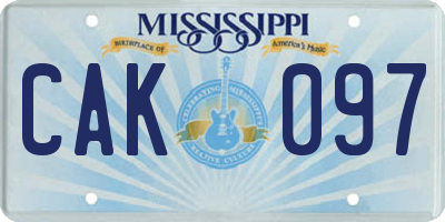 MS license plate CAK097