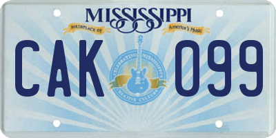 MS license plate CAK099