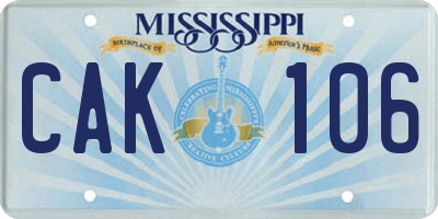 MS license plate CAK106