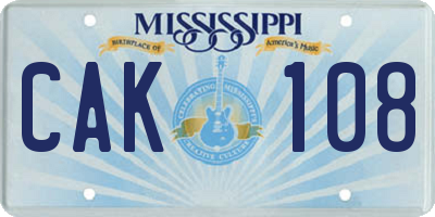 MS license plate CAK108