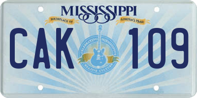 MS license plate CAK109