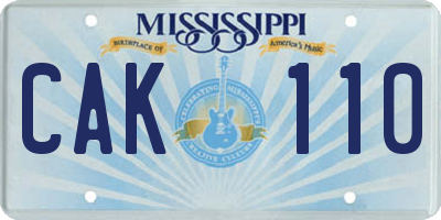 MS license plate CAK110