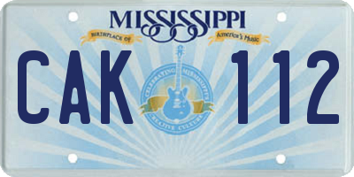 MS license plate CAK112