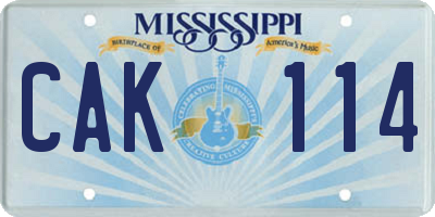MS license plate CAK114