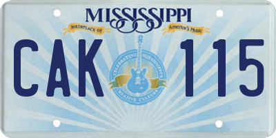 MS license plate CAK115