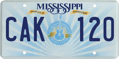 MS license plate CAK120