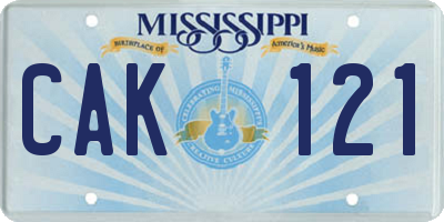 MS license plate CAK121