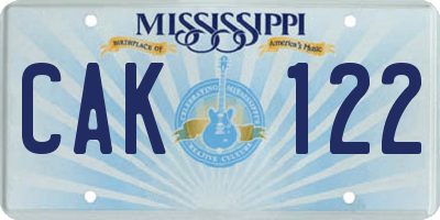 MS license plate CAK122