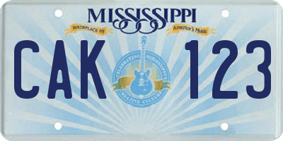 MS license plate CAK123