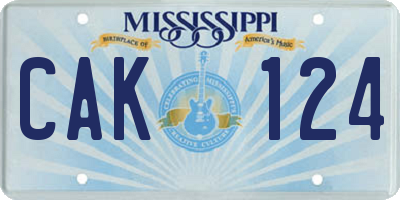 MS license plate CAK124