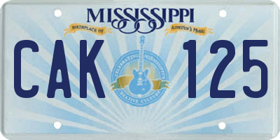 MS license plate CAK125