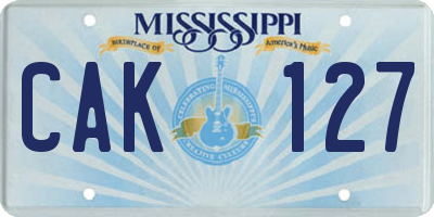MS license plate CAK127