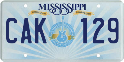 MS license plate CAK129