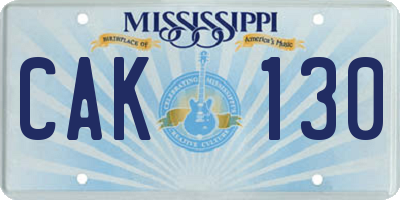 MS license plate CAK130