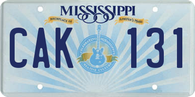 MS license plate CAK131
