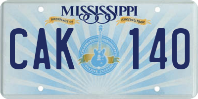MS license plate CAK140