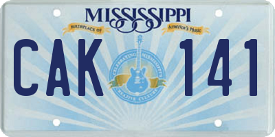 MS license plate CAK141