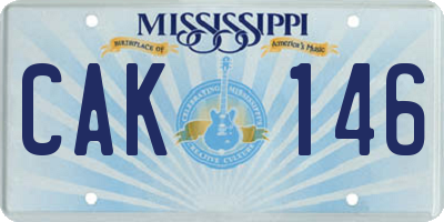 MS license plate CAK146