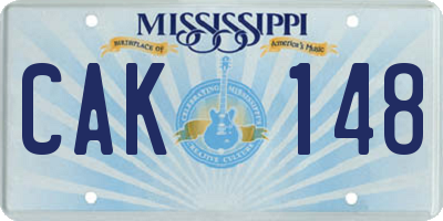 MS license plate CAK148