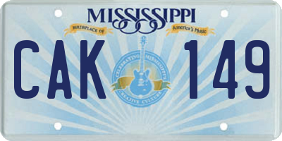 MS license plate CAK149