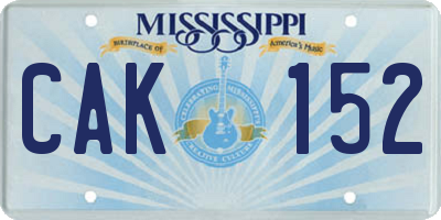 MS license plate CAK152