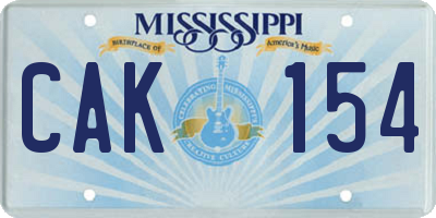 MS license plate CAK154