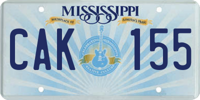 MS license plate CAK155