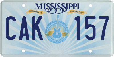 MS license plate CAK157