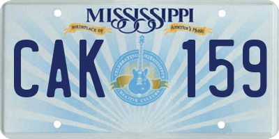 MS license plate CAK159