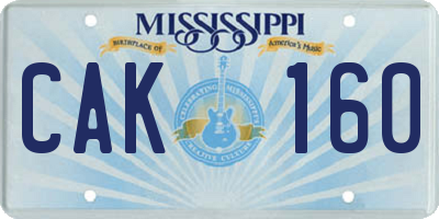 MS license plate CAK160
