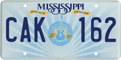 MS license plate CAK162