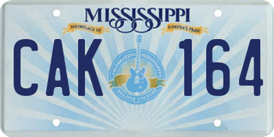MS license plate CAK164