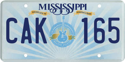 MS license plate CAK165