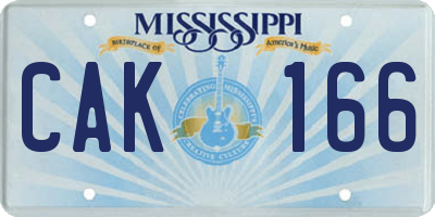 MS license plate CAK166