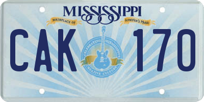MS license plate CAK170