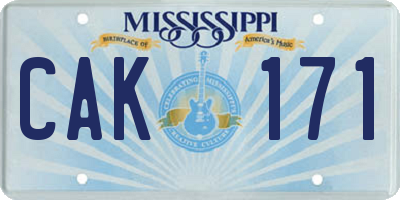 MS license plate CAK171
