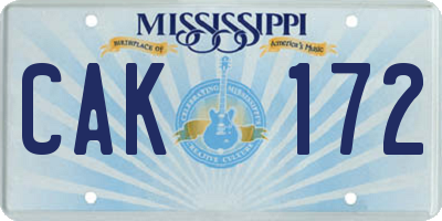 MS license plate CAK172
