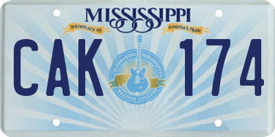 MS license plate CAK174
