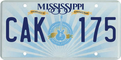 MS license plate CAK175