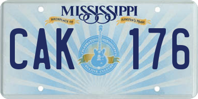 MS license plate CAK176