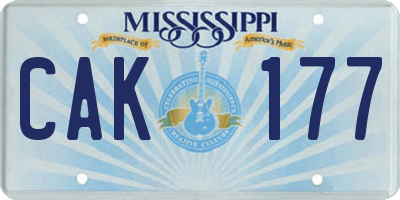 MS license plate CAK177