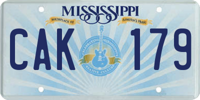 MS license plate CAK179