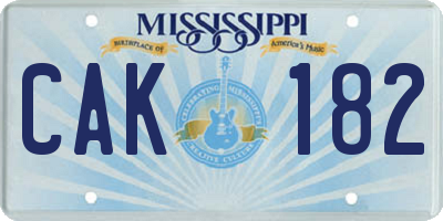 MS license plate CAK182