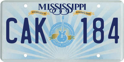MS license plate CAK184